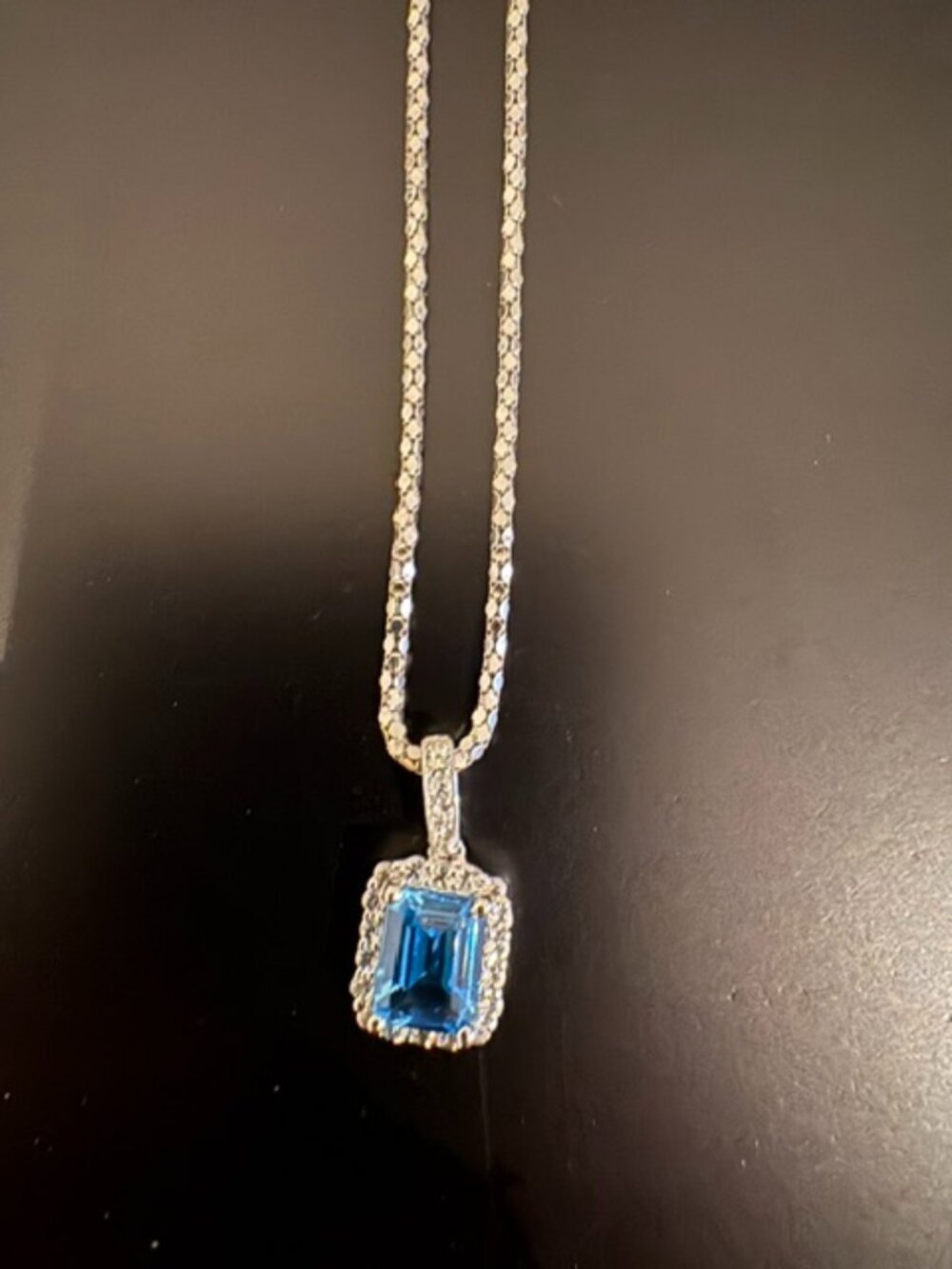 Blue & White Topaz Pendant Necklace in Sterling Silver